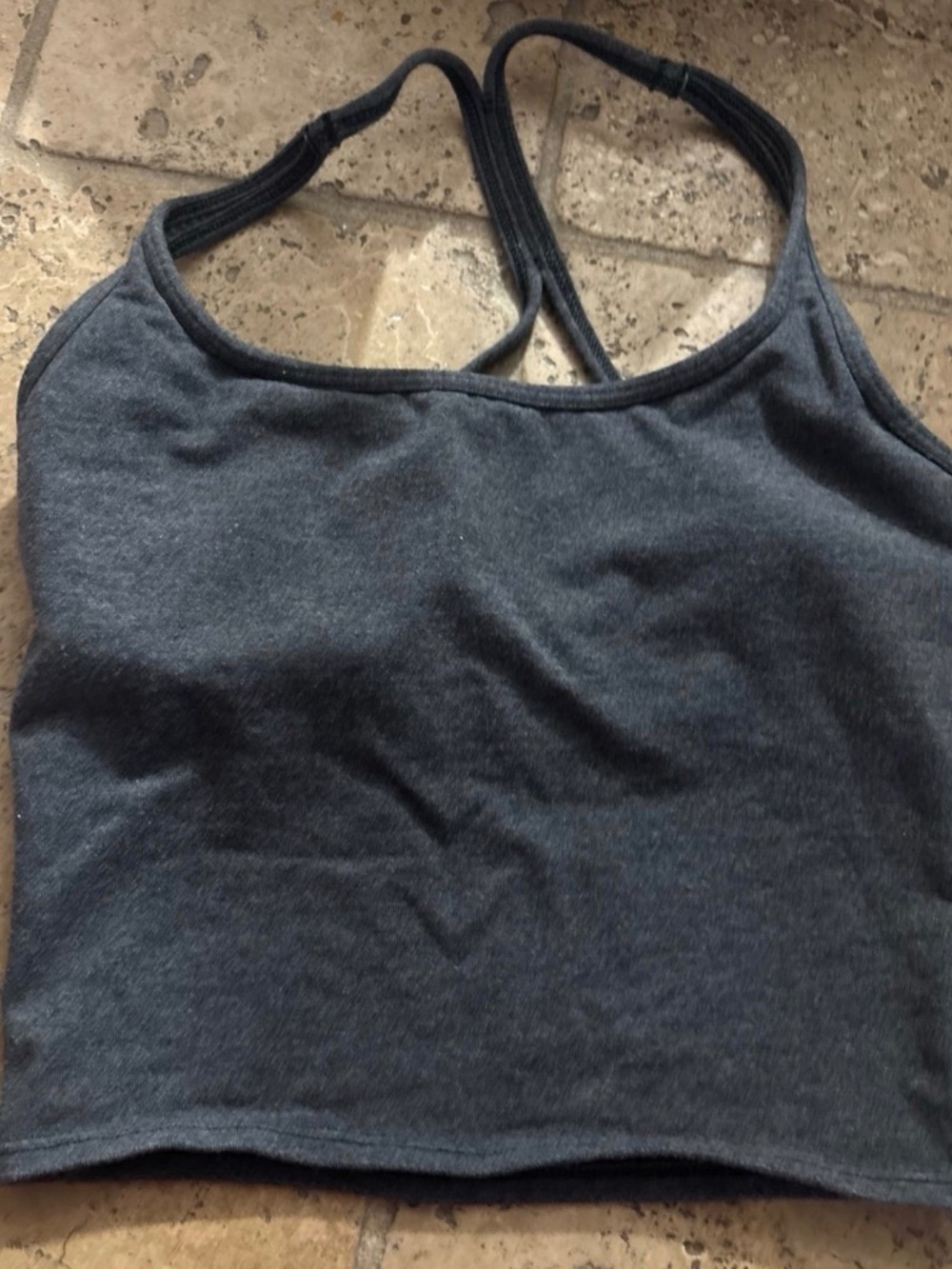 Victoria’s Secret Pink Crop Top Sports Bra gray built in bra athletic tank shirt